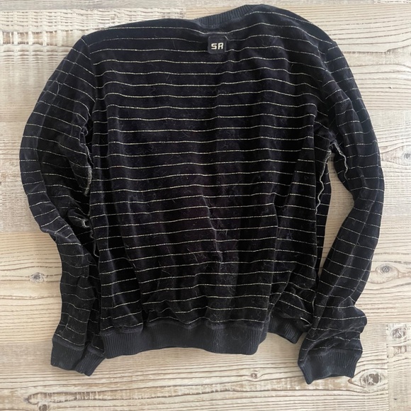 SONIA RYKIEL PARIS VELOUR LONG SLEEVE BLK TOP GOLD STRIPE MEDIUM - Picture 2 of 3